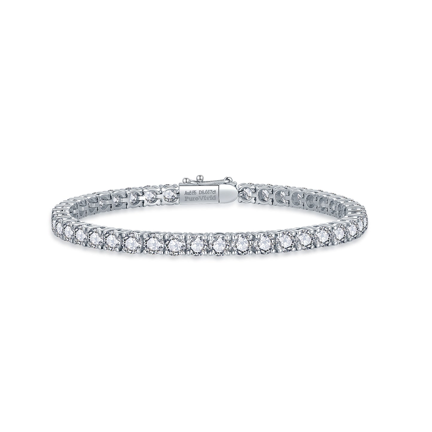 PureVivid Classic Lab Dimond Tennis Bracelet 0.2CT each D/E/VS1 14K White Gold
