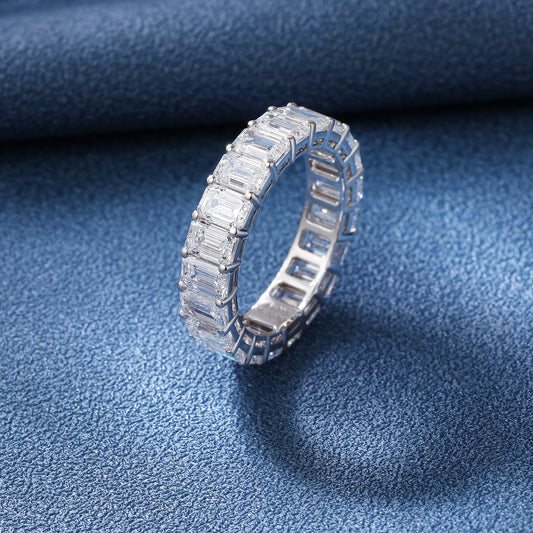 PureVivid Lab-grown Diamond Eternity Ring, Emerald Cut, 9K White Gold