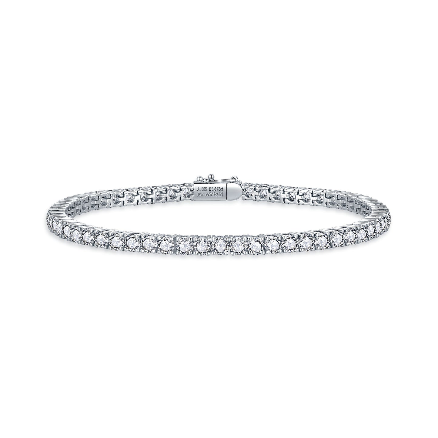 PureVivid Classic Lab Dimond Tennis Bracelet 0.1CT each D／E/VS1 14K White Gold