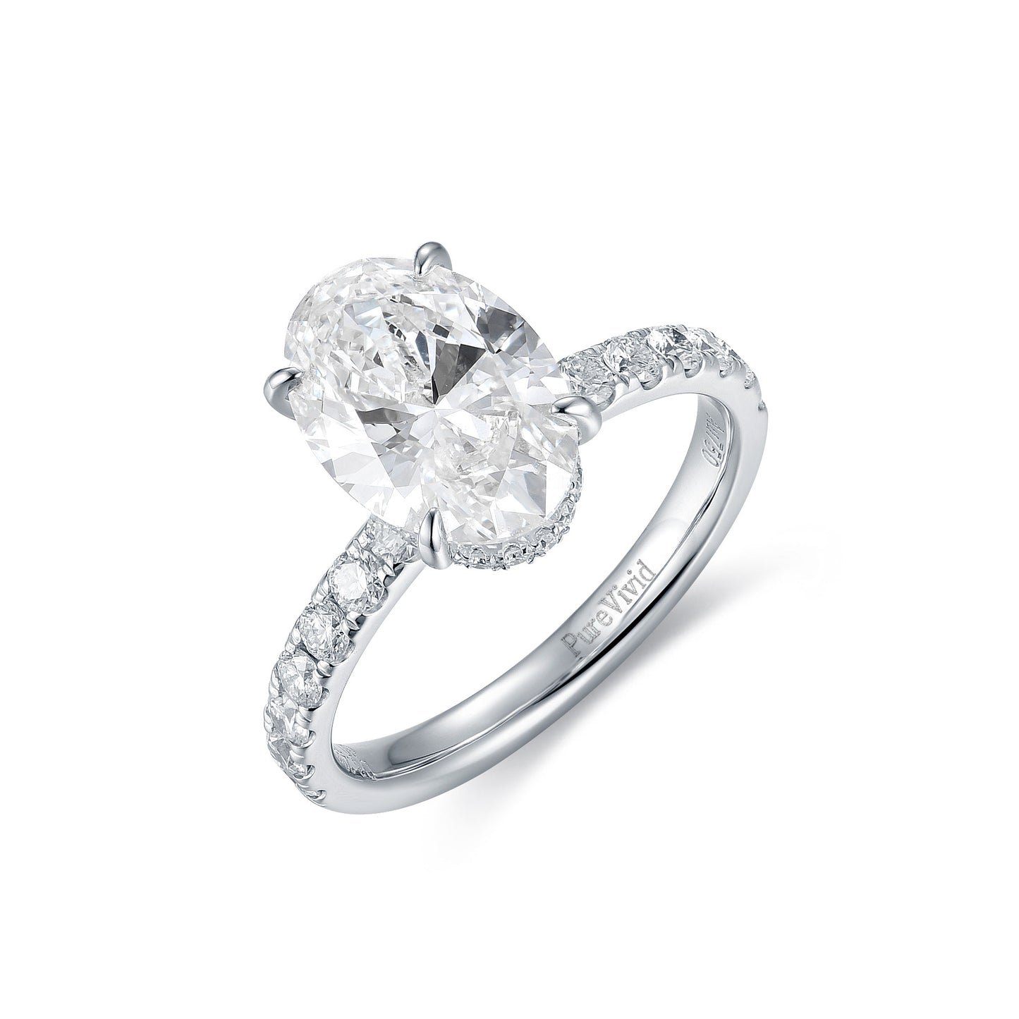 PureVivid Classic Lab Dimond Ring 3.02 CT F/VS1 18K White Gold