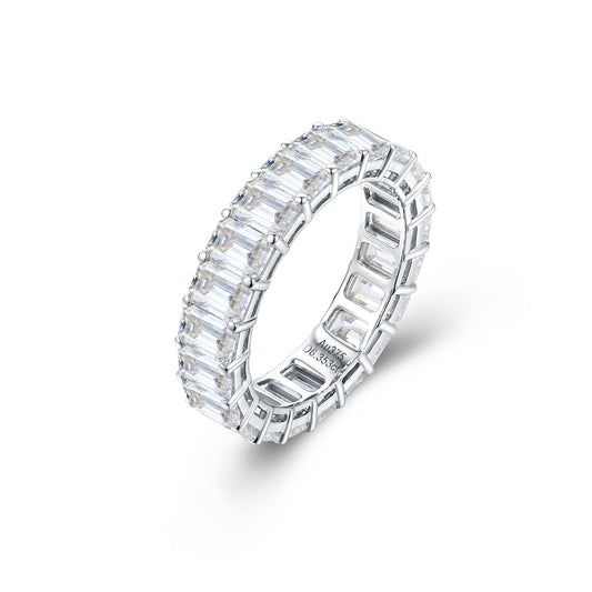 PureVivid Lab-grown Diamond Eternity Ring, Emerald Cut, 9K White Gold